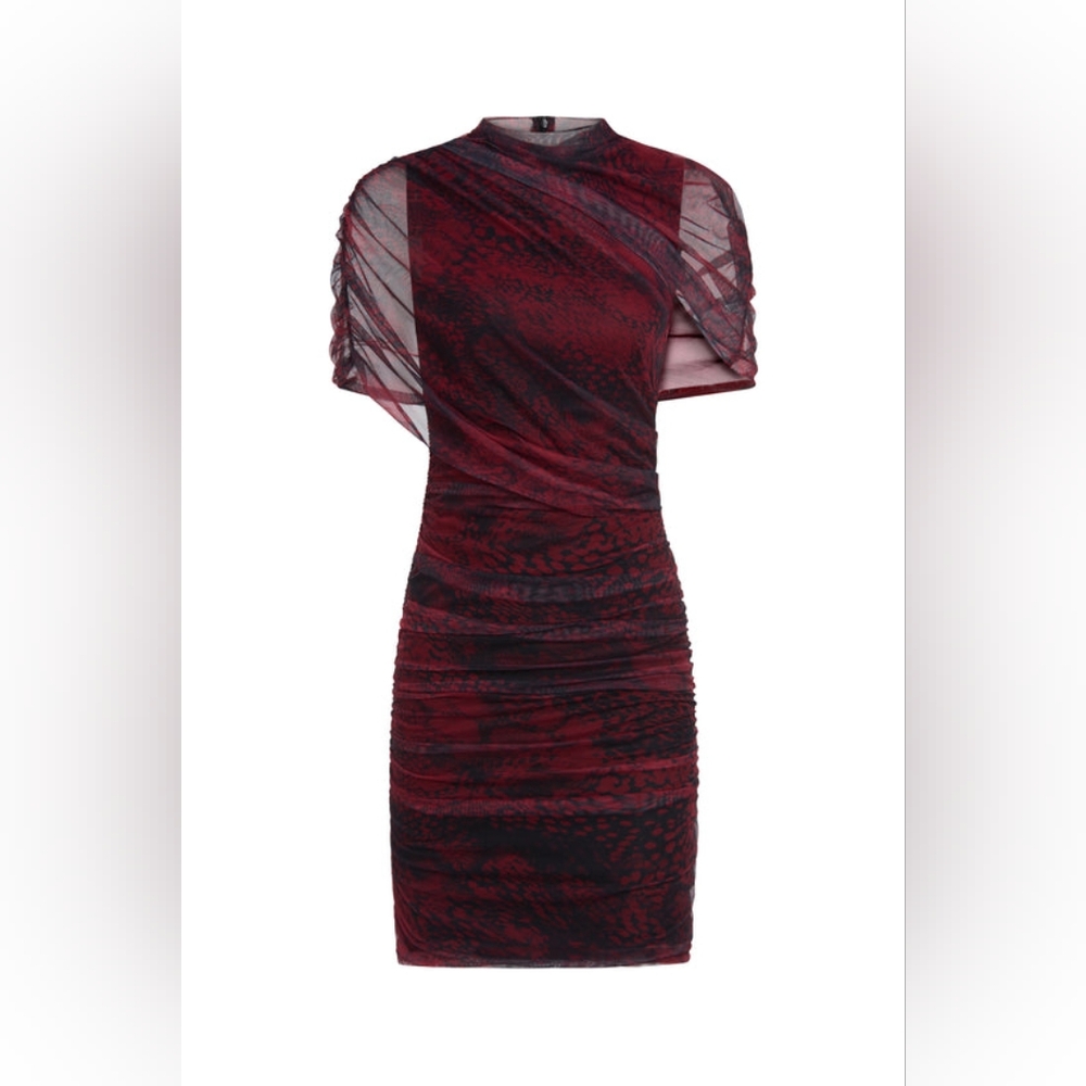 🔥 Amanda Uprichard Evianna Ruched Body Mini Dress – Red & Black – NWT – Size M - Picture 4 of 10